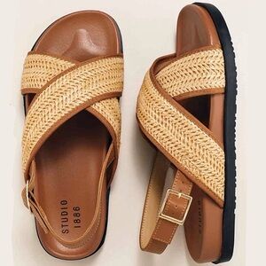 Studio 1886 Woman’s Woven Crisscross Strap Sandals- 7